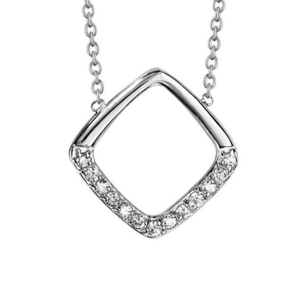 Collier Argent 925 Motif Carré Ajouré Zirconium Sertis