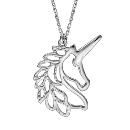 Collier Argent 925 Pendentif Tête de Licorne Ajouré