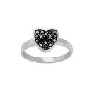 Bague Argent 925 et Zirconium Noir Coeur