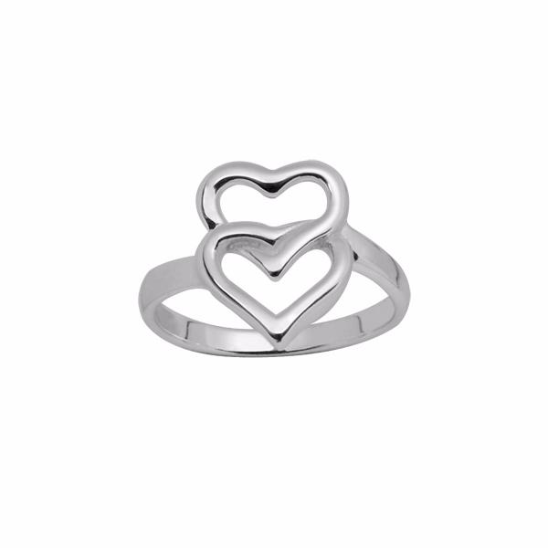 Bague Argent 925 Double Coeur