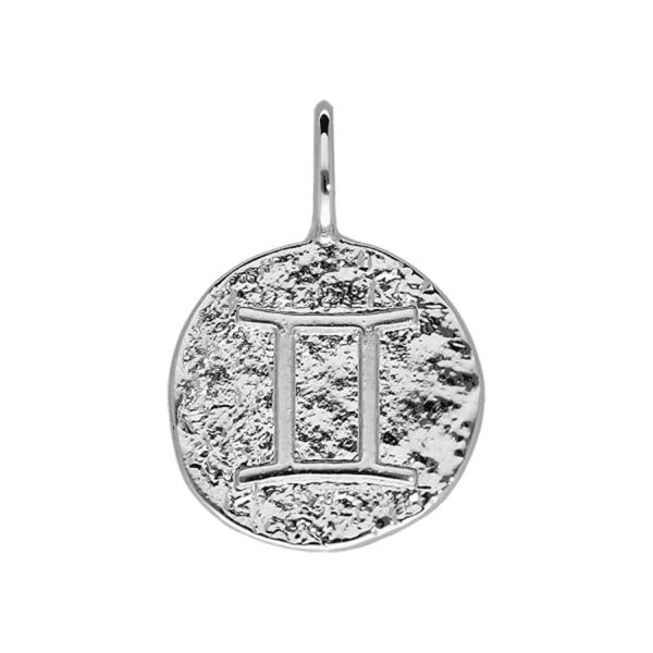 Pendentif Argent 925 Martelé Zodiaque Gémaux