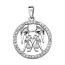 Pendentif Argent 925 Zodiaque Gémeaux Zirconium 