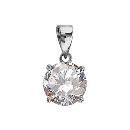 Pendentif Argent 925 Solitaire Zirconium 4 Griffes 9 mm