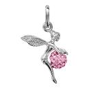 Pendentif Argent 925 Fée Boule Strass Rose