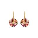 Boucles d'oreilles Tige Acier 316 L Doré Anneau Résine Rouge