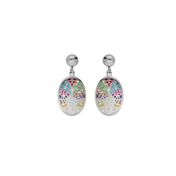 Boucles d'oreilles Acier 316 L Paon Multicolore avec Nacre