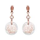 Boucles d'oreilles Acier 316 L Rose Rond Ajouré Rondelle Céramique Blanche