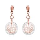 Boucles d'oreilles Acier 316 L Rose Rond Ajouré Rondelle Céramique Blanche