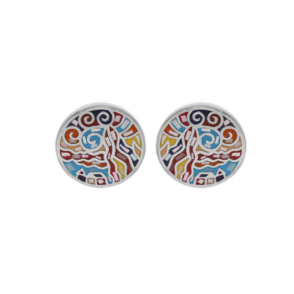 Boucles d'oreilles Acier 316 L Rond Multicolore avec Nacre