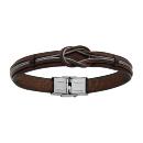 Bracelet Acier 316 L Cuir Marron Cable avec Noeud