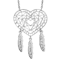 Collier Acier 316 L Attrape Rêve Coeur et 3 Plumes