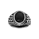 Bague Chevalière Acier Onyx Noir Synthétique