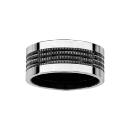 Bague Acier 316 L Quadrillage Noir