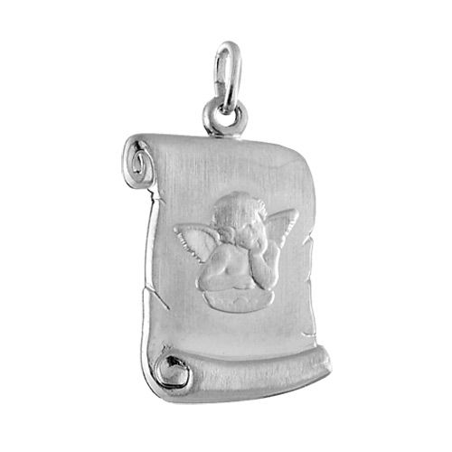 Pendentif Acier 316 L Religieux Parchemin avec Ange