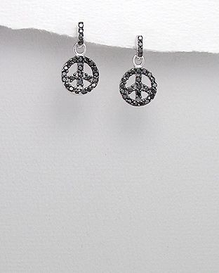 Boucles d'oreilles Argent 925 et Zirconium Noir Peace