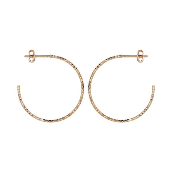 Boucles d'oreilles Plaqué Or Créoles Fil Diamanté 30 mm