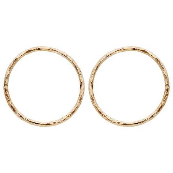 Boucles d'oreilles Plaqué Or Tige Cercle Martelé 25 mm