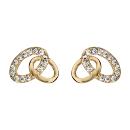 Boucles d'oreilles Plaqué Or et Zirconium Sertis Double Ovales Entremêlés