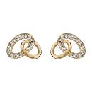 Boucles d'oreilles Plaqué Or et Zirconium Sertis Double Ovales Entremêlés