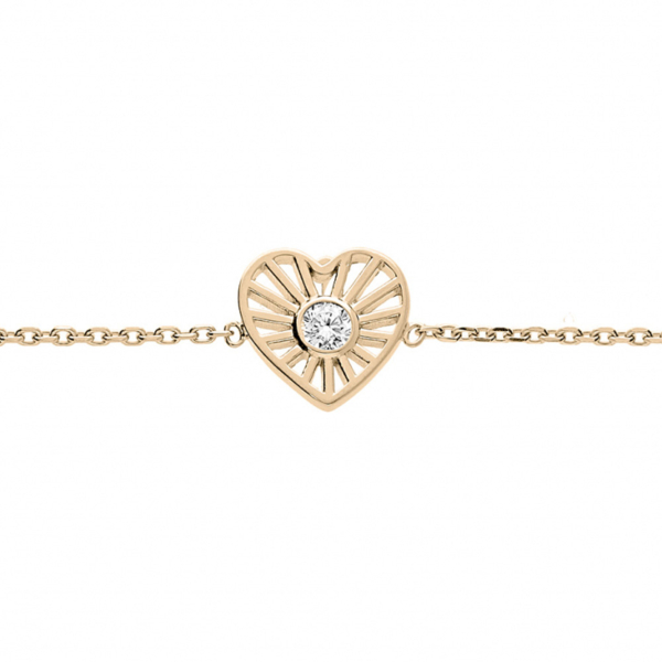 Bracelet Plaqué Or Coeur Soleil avec Zirconium