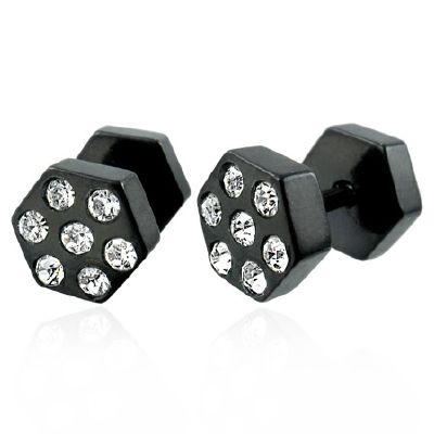 Boucles d'oreilles Acier 316 L Noir et  Zirconium