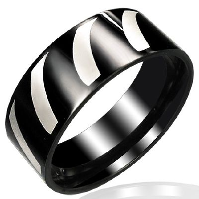 Bague Acier 316 L Bicolore Zébrée