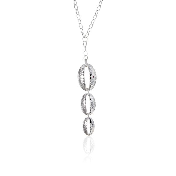 Collier Argent 925 Grains de Café Martelés