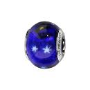 Charms Argent 925 Perle Murano Bleu Motif Etoile