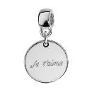 Charms Argent 925 Suspendu Rond Je t'aime