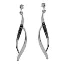 Boucles d'oreilles Argent 925 et Barette Zirconium Noir Losange