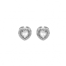 Boucles d'oreilles Tige Argent 925 Rhodié Coeur Zirconium Blancs Sertis