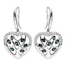 Boucles d'oreilles Argent 925 Coeur Arbre de Vie Zirconium Verts