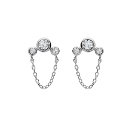 Boucles d'oreilles Argent 925 Rhodié Zirconium et Chainette