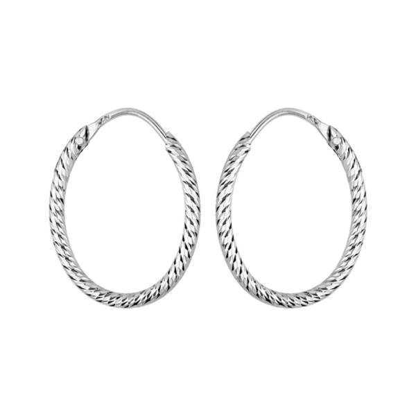 Boucles d'oreilles Argent 925 Créole Ovale Diamanté 25 mm