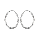 Boucles d'oreilles Argent 925 Créole Ovale Diamanté 25 mm