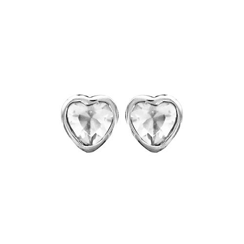 Boucles d'oreilles Argent 925 Coeur Zirconium Sertis Clos Blanc