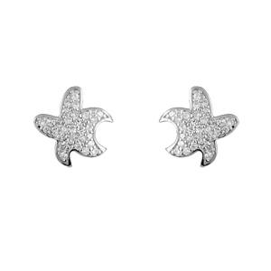 Boucles d'oreilles Argent 925 et Zirconium Etoile de Mer