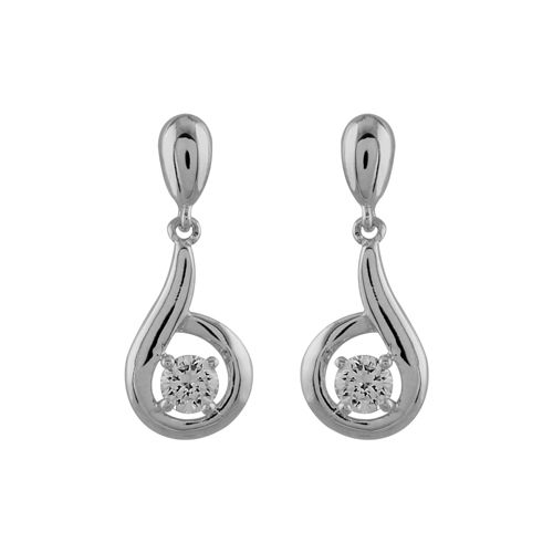 Boucles d'oreilles Argent 925 Pendante Zirconium Blanc