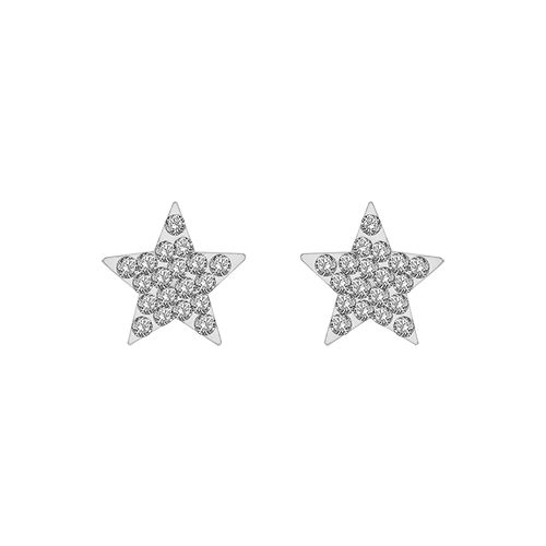 Boucles d'oreilles Argent 925 Etoile Résine Strass Blanc