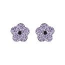 Boucles d'oreilles Argent 925 Enfant Fleur Strass Violet