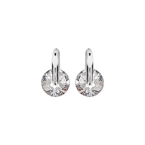 Boucles d'oreilles Argent 925 Pierre Zirconium Rond Blanc
