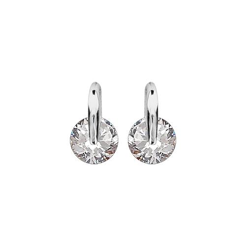 Boucles d'oreilles Argent 925 Pierre Zirconium Rond Blanc