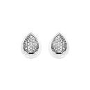 Boucles d'oreilles Argent 925 Poire Céramique Blanche Zirconium Sertis