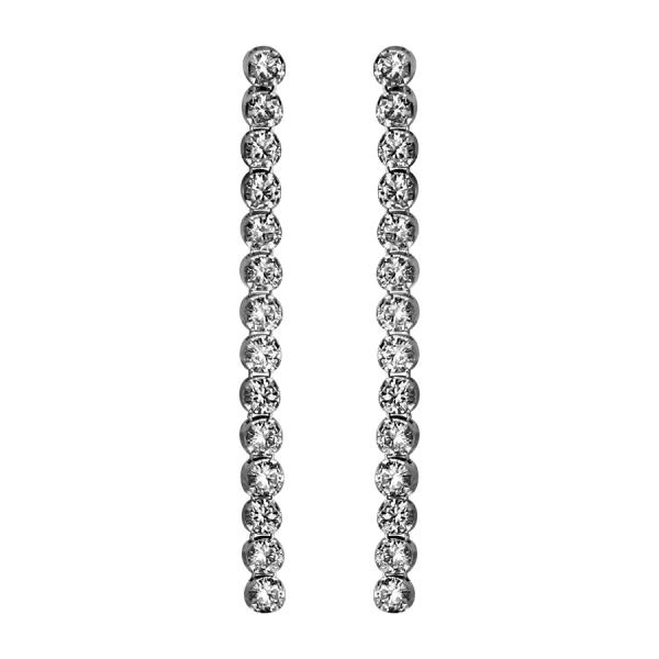 Boucles d'oreilles Argent 925 Pendante Multi Pierres Zirconium Sertis Blanc
