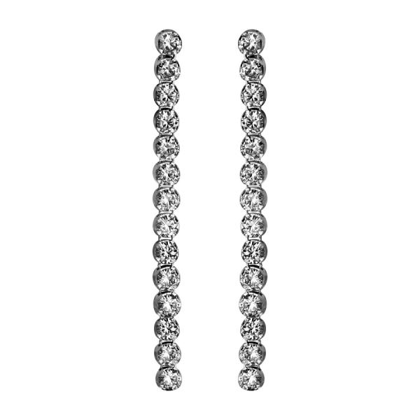 Boucles d'oreilles Argent 925 Pendante Multi Pierres Zirconium Sertis Blanc