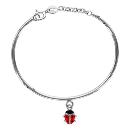 Bracelet Argent 925 Enfant Semi-Rigide Charms Coccinelle