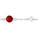 Bracelet Argent 925 Verre de Murano 3 Boules Rouge et Blanc