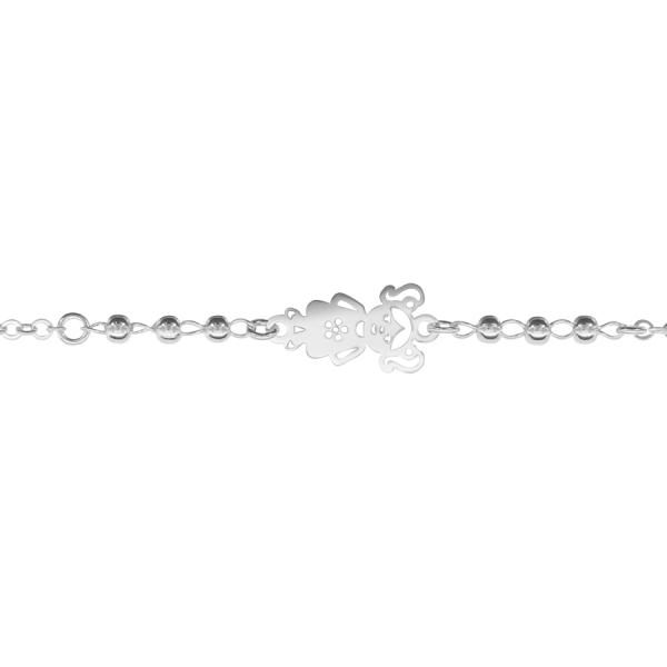 Bracelet Argent 925 Chainette et Boules Motif Fille Ajourée