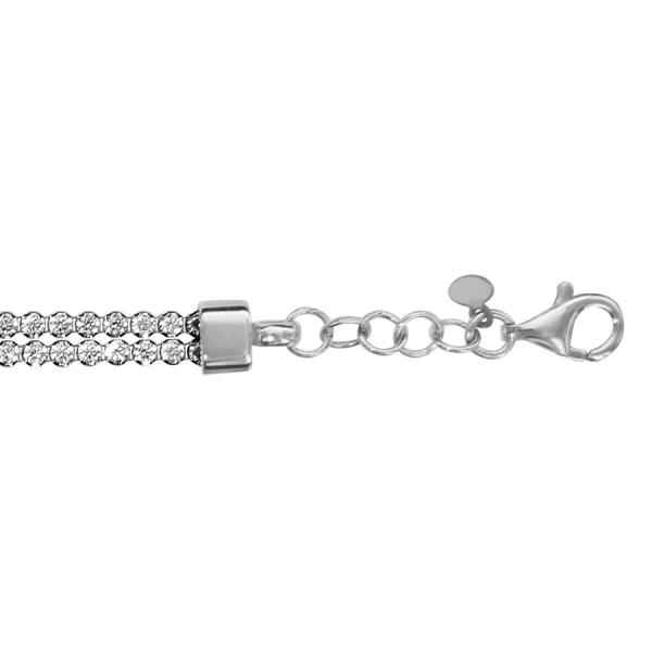 Bracelet Argent 925 Double Rangs Tennis Zirconium Sertis Blanc