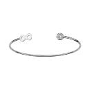 Bracelet Argent 925 Jonc Ouvert Zirconium Serti Clos et Infini